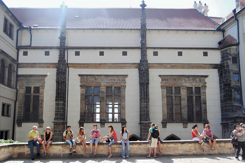 9 - The exterior facade and Gothic-style stone buttresses of the Vladislav Hall within the Old Royal Palace at Prague Castle in Prague